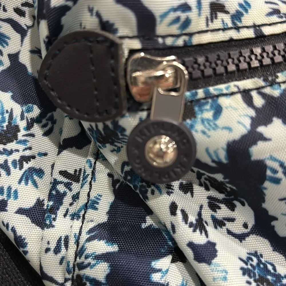 Kipling Live Light Floral Blue Medium Backpack
